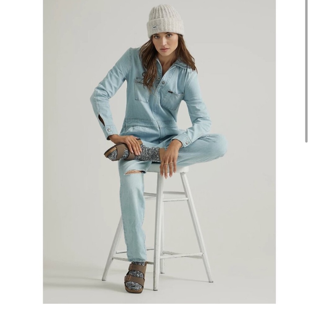 Free People x Lee Denim Union Alls Jumpsuit Collaboration Jeans L - Picture 4 of 10